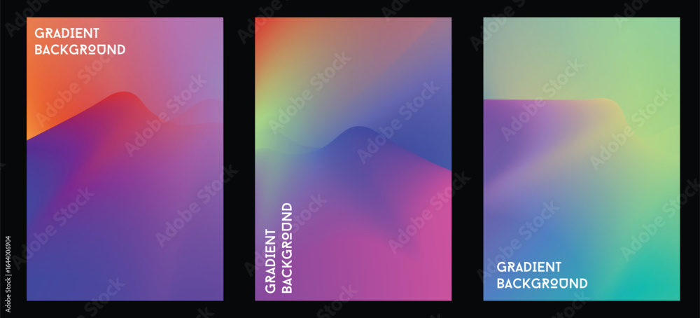 Obraz premium Blurred backgrounds set with modern abstract blurred color gradient patterns. Smooth templates collection for brochures, posters, banners, flyers,cards.and design graphic template.