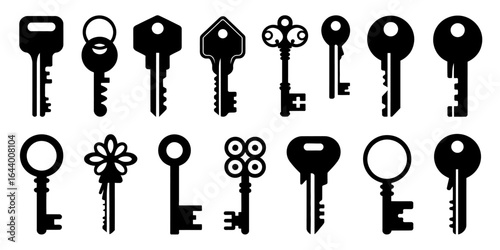 Collection of vintage silhouette keys showing different shapes for decorative uses and designs