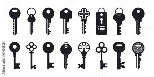 Collection of vintage silhouette keys showing different shapes for decorative uses and designs