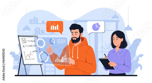 Business meeting with charts and data presentation strategy for company growth planning
