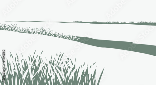 Calm River Flowing Through A Tranquil Meadow With Gentle Green Grass