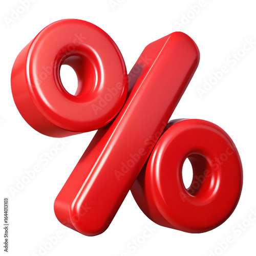 Red percent sign isolated on transparent background