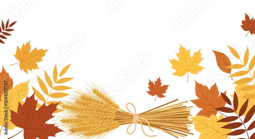 Autumnal abundance a whimsical display of fall foliage and a rustic wheat sheaf provides a festive seasonal aesthetic