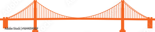 Orange Silhouette of Golden Gate Bridge on White Background