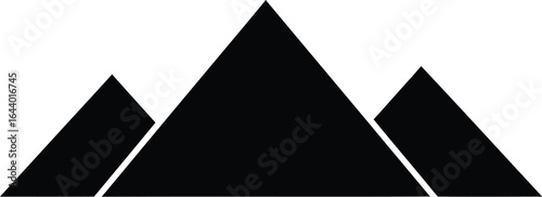 Simple black and white illustration of Egyptian pyramids landscape