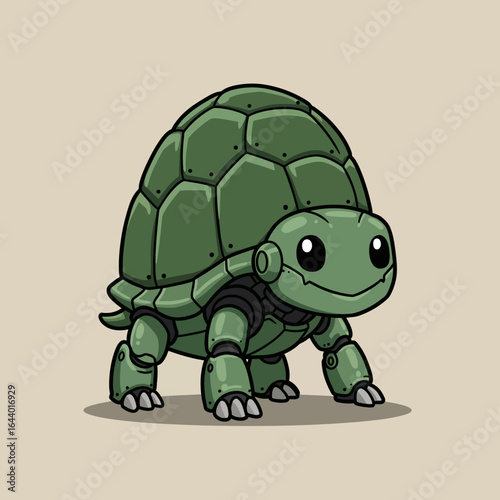 Cute Mecha Turtle A Whimsical Robot Animal Illustration