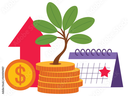 Financial Growth and Investment Success A Flat Design Illustration