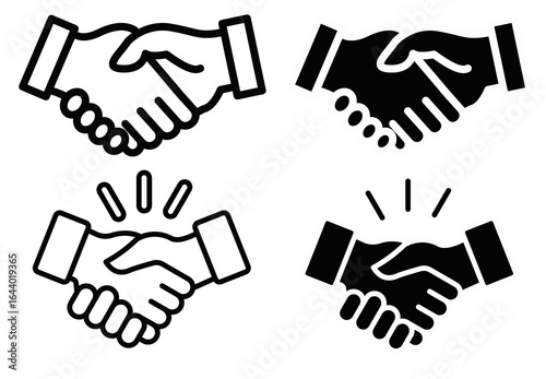 Handshake Icons Set – Business Partnership, Agreement and Collaboration Symbols