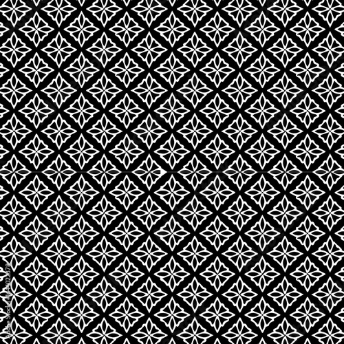 Seamless Floral Geometric Pattern in Black and White