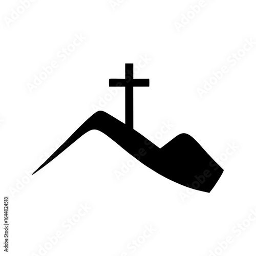 Cross on mountain simple vector logo