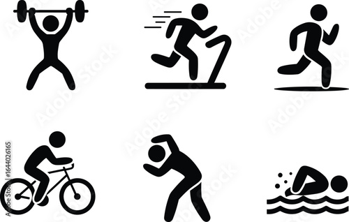 Icons of various sports and fitness activities exercise