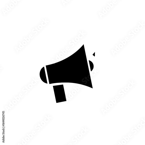 A sleek, bold black megaphone icon, ideal for conveying announcements and amplifying messages.