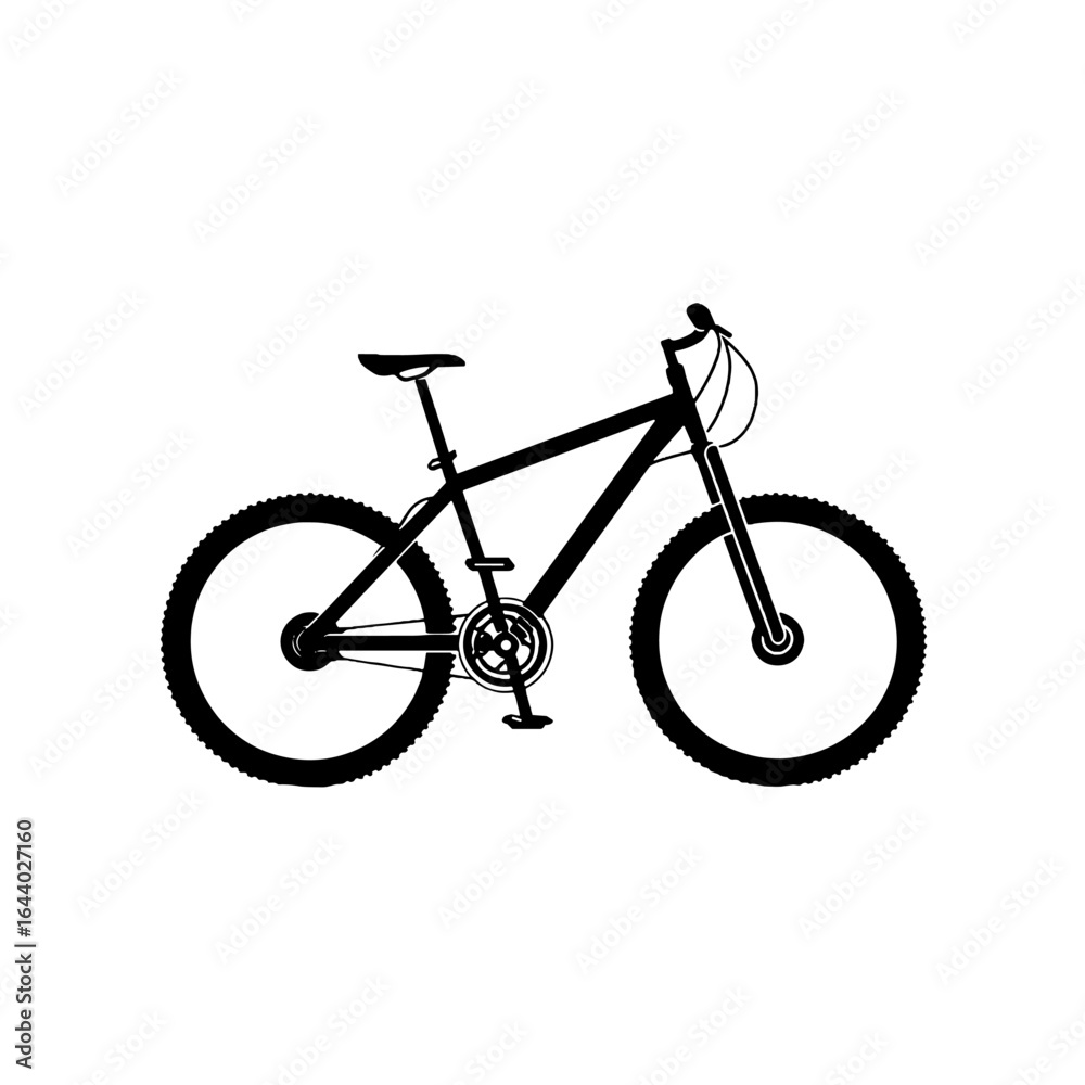 Fototapeta premium A mountain bike silhouette on a plain backdrop.