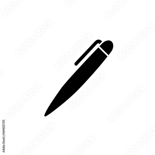 A close-up shot of a single black pen, highlighting its sleek design.