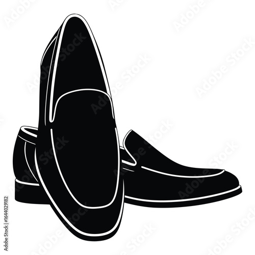 Classic black leather loafer shoes for men