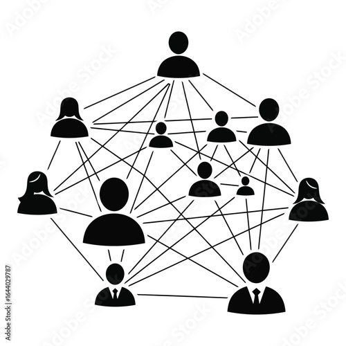 Connected people in a network diagram illustrating relationships and communication