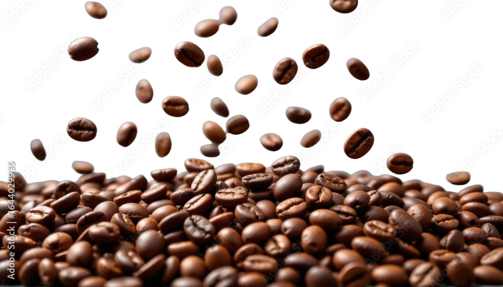 Obraz premium Falling coffee bean wallpaper transparent with rich brown color and smooth texture creating dynamic and lively atmosphere