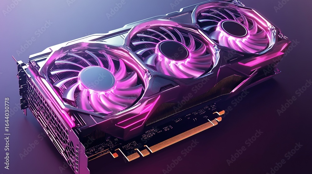 Fototapeta premium High-Performance Gaming Graphics Card: Triple-Fan Cooling System, Advanced Technology