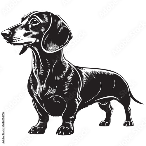  black dachshund Silhouette Vector, High Quality Illustration on White Background
