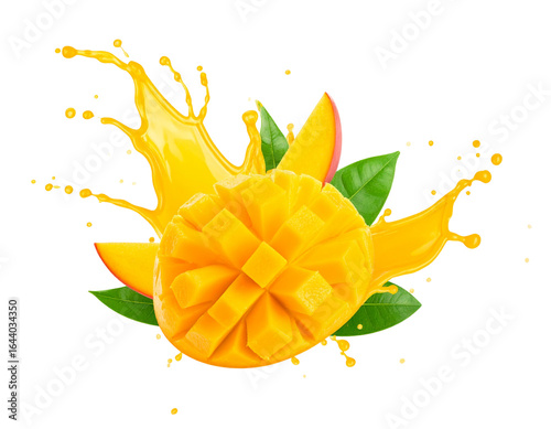 Splash of Mango Juice, Isolated on Transparent Background
