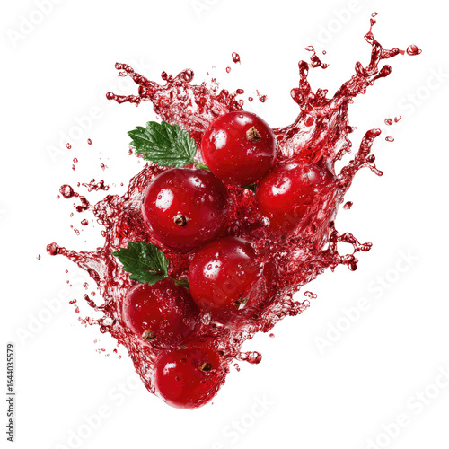 Red berries splash, juicy drink, studio shot, background isolated, food advertising