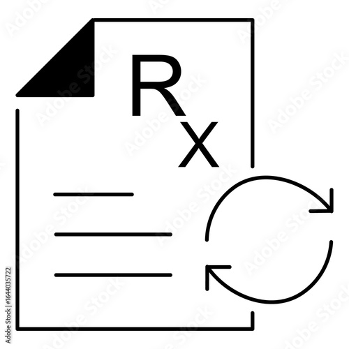 Medical Prescription Refill Symbol Flat Vector Icon