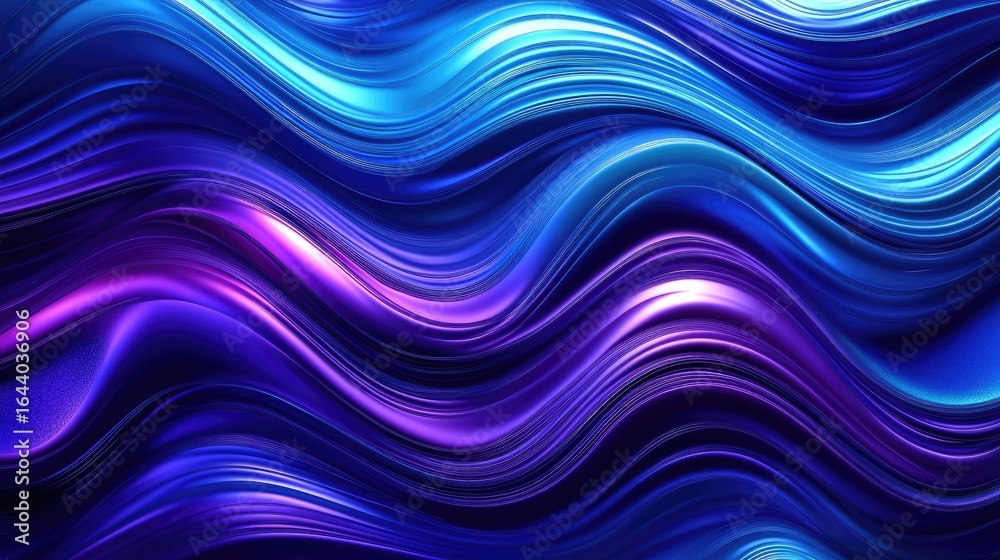 Fototapeta premium Abstract Flowing Curves with Vibrant Blue Purple Gradient Background Texture