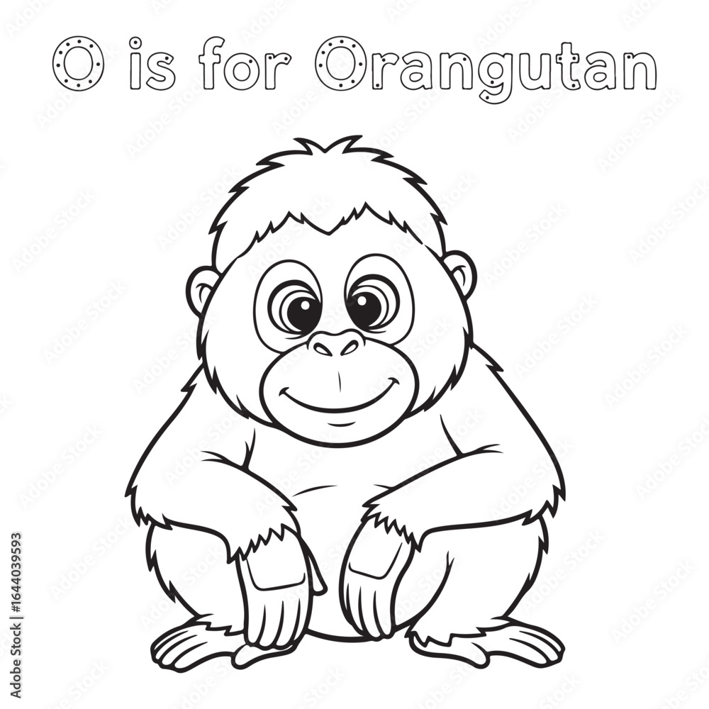 Obraz premium O is for orangutan coloring page with cartoon orangutan coloring page