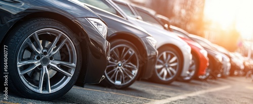 The lineup of parked cars showcasing modern automotive design and elegance.
