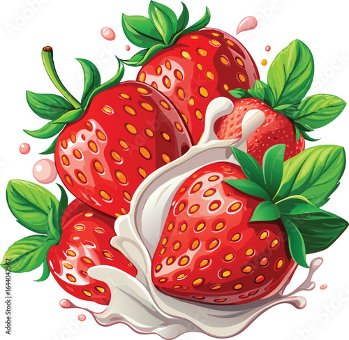 Fresh ripe strawberries on white background vector illustration