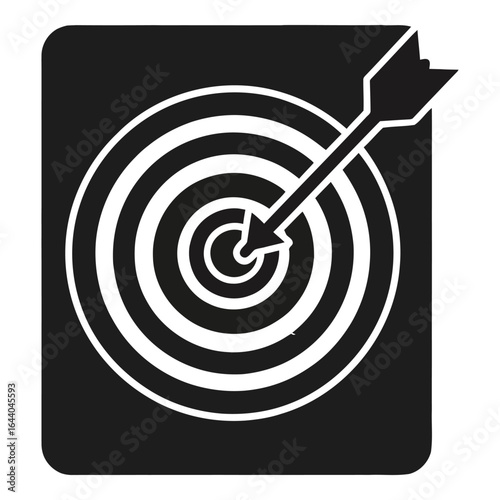 Black and white graphic of a dart hitting a target center arrow bullseye