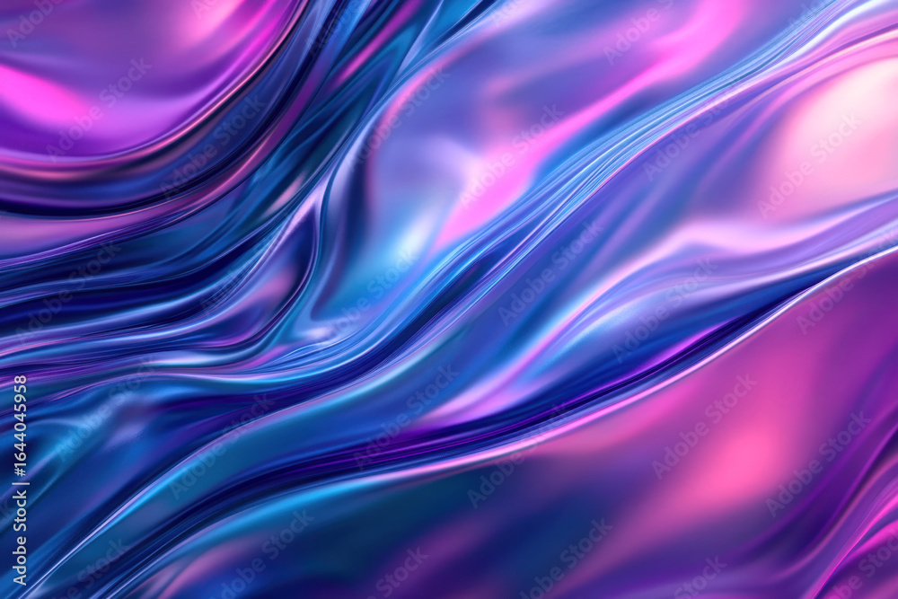 Naklejka premium Iridescent fabric waves with pink and blue hues background