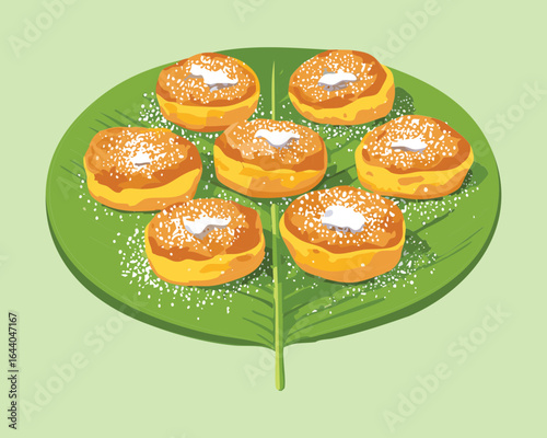 A pile of fluffy, sweet pancakes with a generous dusting of powdered sugar - Vector Illustration