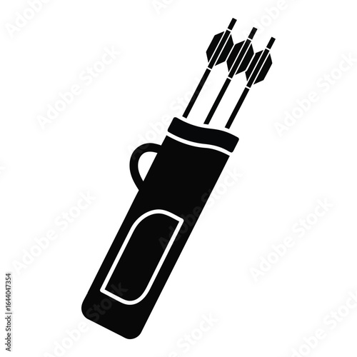 Black quiver with three arrows on white background simple icon archery sport