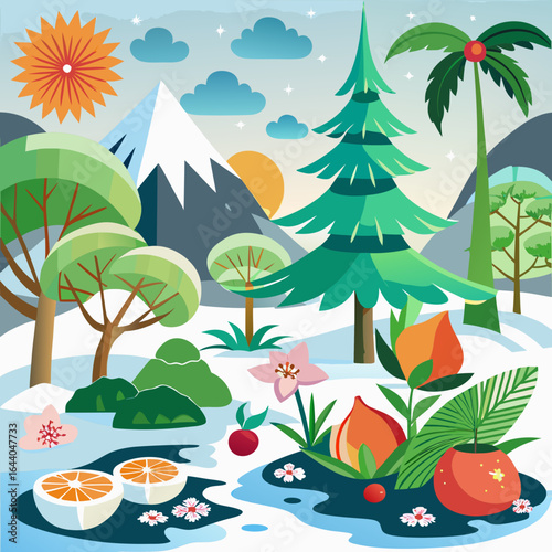 summer landscape with palms