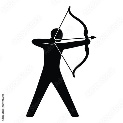 Black silhouette of a person aiming a bow and arrow archery target 1