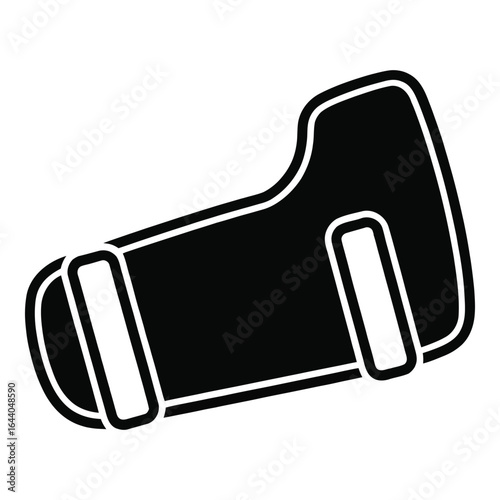 Black silhouette of a protective shin guard with straps protection sports