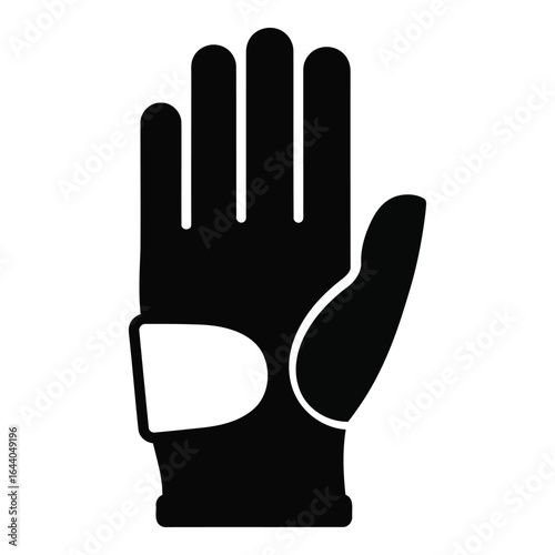 Black silhouette of a single glove with fingers extended hand white