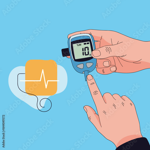 Monitoring blood glucose levels with a digital meter for diabetes management and health tracking