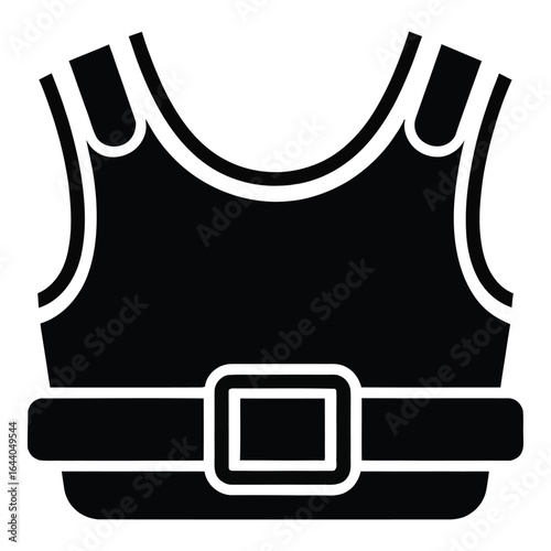 Black silhouette of a tactical vest with a belt and buckle clothing