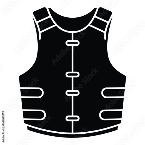 Black silhouette of a tactical vest with white trim safety protection