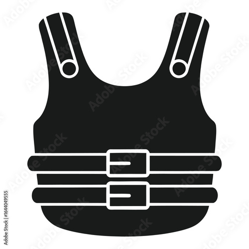 Black silhouette of a tactical vest with buckles and straps safety protective