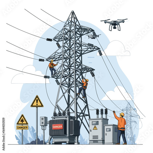 Modern electrical grid maintenance utilizing drone technology for enhanced safety and efficiency