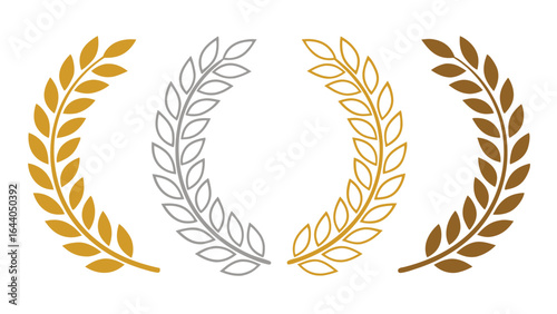 Five laurel wreaths arranged around a star illustration