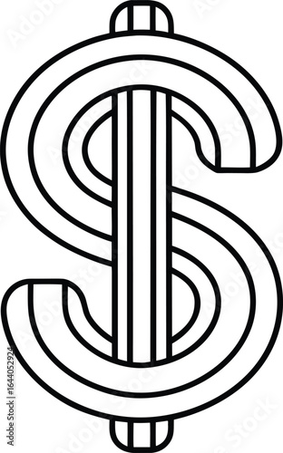 Minimalist Dollar Sign Design Elegant Currency Symbol with Bold Outlines and Simple Geometric Shapes for Modern Financial Aesthetic