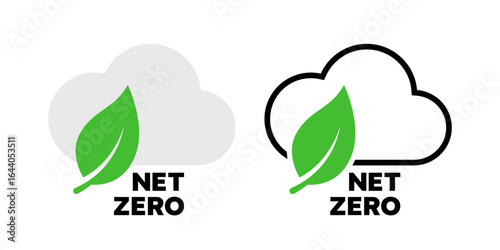 Net zero emissions badges. Ecology icons