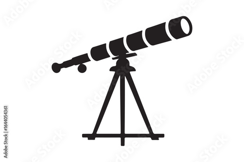 Black silhouette of a telescope on a tripod stand