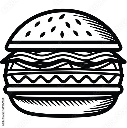 A delicious fast-food cheeseburger illustration with a cartoon-style design