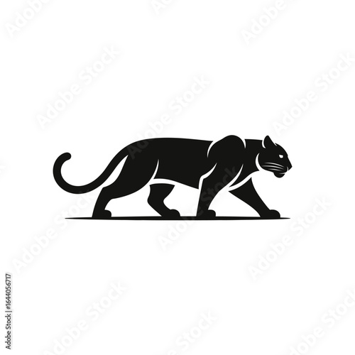 Silhouette of a prowling panther in a sleek and dynamic black and white vector illustration design