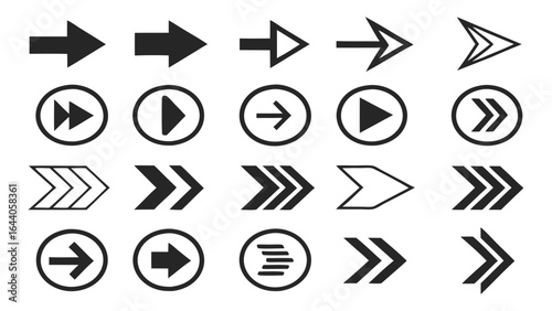Diverse collection of arrow graphics in multiple colors